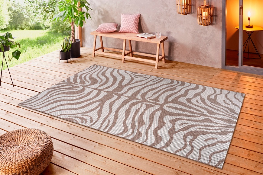 White Label - Teppich In-& Outdoor - 80 x 150 cm; - Hellbraun, Creme