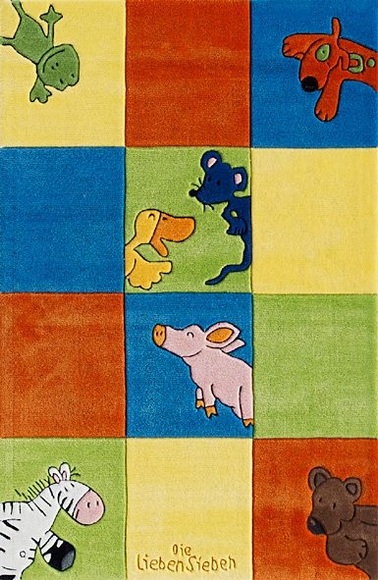 Kinderteppich, »LS-2197-01«, Die Lieben Sieben, rechteckig, Höhe 10 mm, handgetuftet