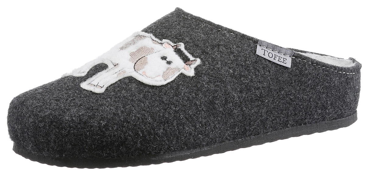 Tofee Pantoffel, mit Kuh-Motiv