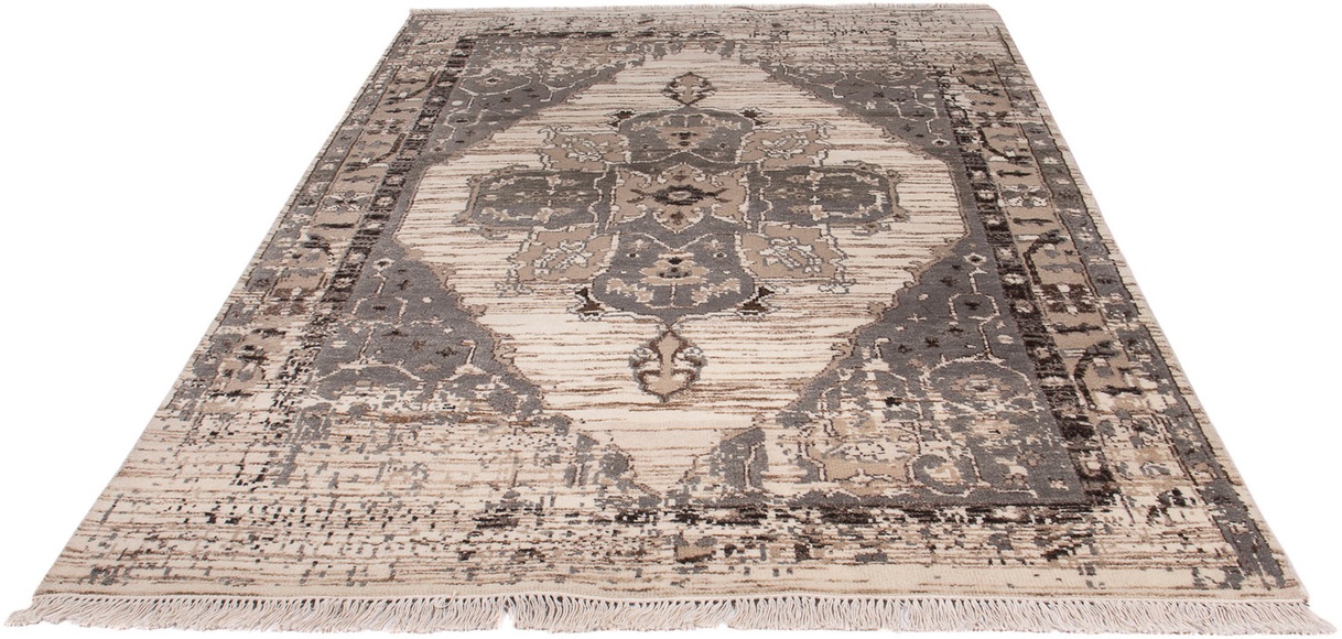 morgenland Designteppich »Designer - 235 x 165 cm - beige«, rechteckig, 8 mm Höhe, Wohnzimmer, Handgeknüpft, Einzelstück mit Zertifikat