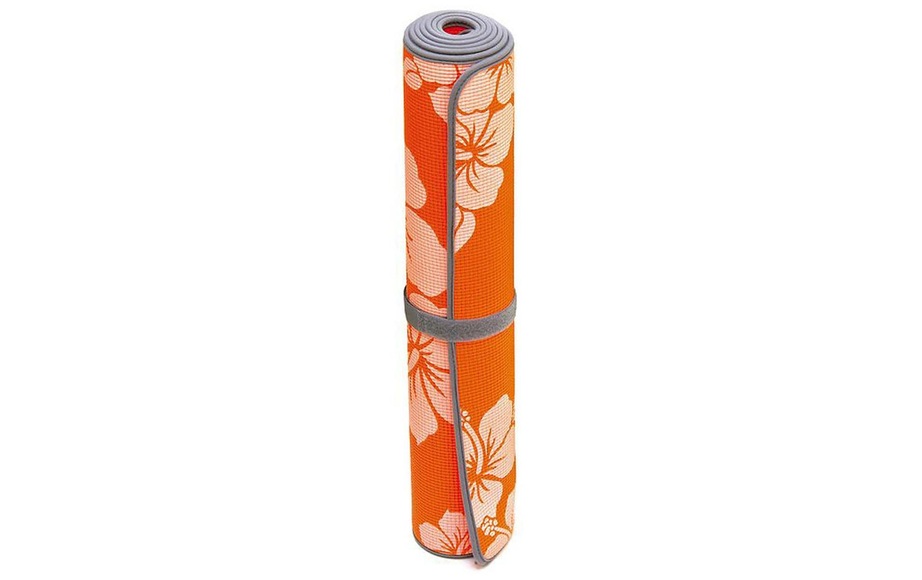 Sissel® Yoga Matte orange mit Blumenmotiv