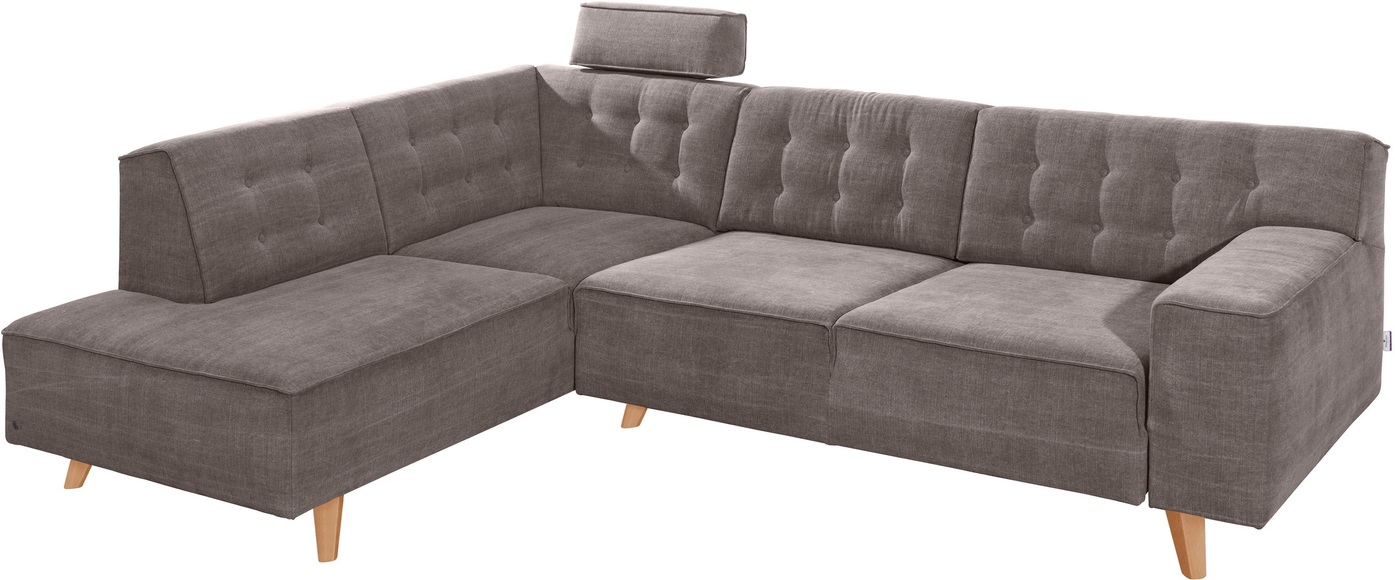 TOM TAILOR Ecksofa »NORDIC CHIC«, mit Ottomane, wahlweise mit Sitzvorzug, Füsse Buche natur