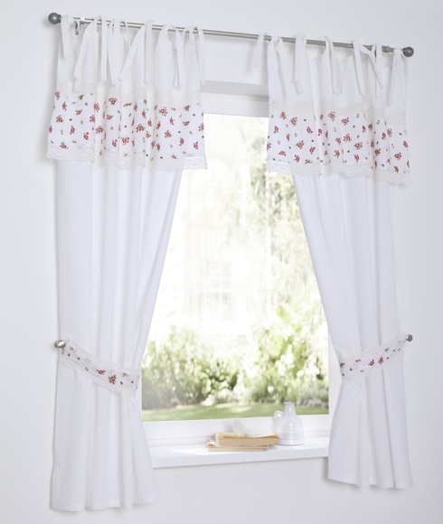 Kutti Vorhang »Lavie«, (1 St.), Rosen, Herz, Borte, mit Raffhalter