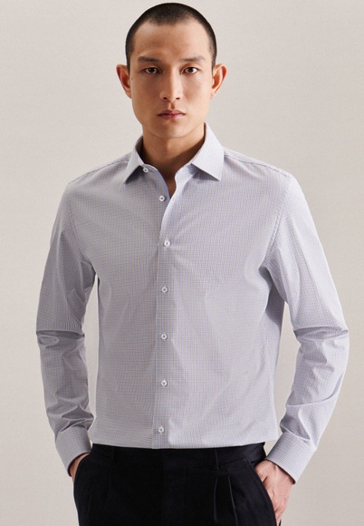 Business Hemd Slim Fit Langarm Karo Herren Braun 40