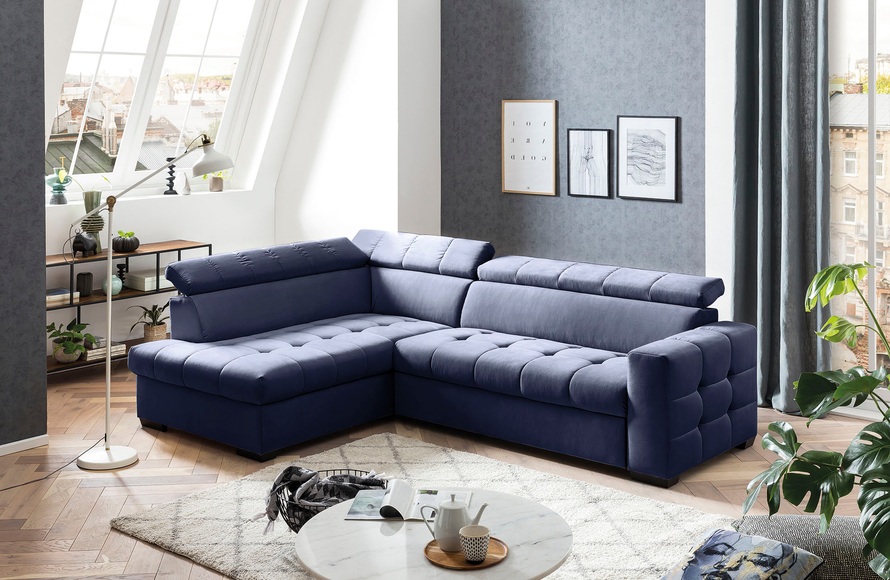 exxpo - sofa fashion Ecksofa, Steppung im Sitzbereich, Wahlweise mit Bettfunktion und Bettkasten, inklusive 3 verstellbaren Kopfstützen