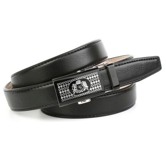 Anthoni Crown Damengürtel in Schwarz mit silberfarbener Glas-Schliesse