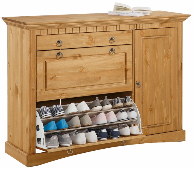 Home affaire Schuhkommode »Rustic«, aus massiver Kiefer, 130 cm breit