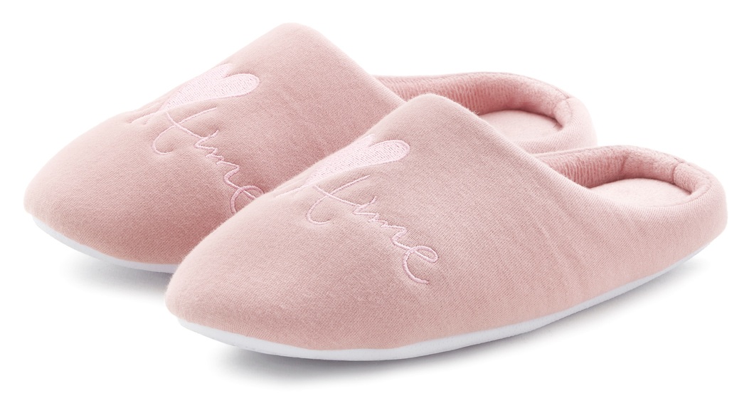 Vivance Clog »Pantoffel«, Hausschuh mit verspieltem Schriftzug VEGAN