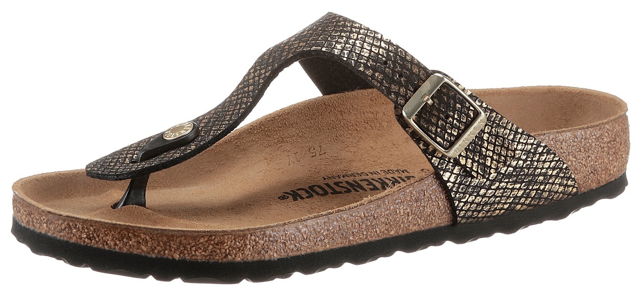 Birkenstock Zehentrenner »Gizeh Shiny«, in glänzender Reptiloptik