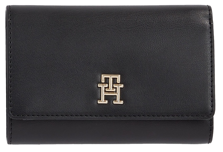 Tommy Hilfiger Geldbörse »GP MED FLAP WALLET W KEYFOB«, (Set, Börse+Anhänger), mit goldfarbenenen Details und TH-Emblem vorne