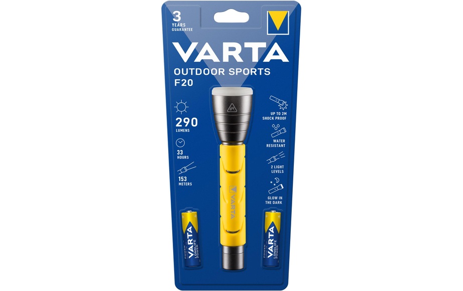 Varta LED Outdoor Sports Flashlight 2AA - Taschenlampe (Gelb)