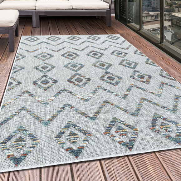 Ayyildiz Teppiche Teppich, rechteckig, 8 mm Höhe, Flachflor mit Hoch-Tief-Struktur, In-und Outdoor geeignet