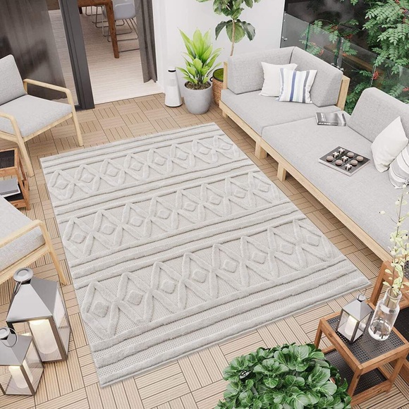 Carpet City Teppich »SANTORINI 58538«, rechteckig, 5 mm Höhe, 3D-Design: Flor erzeugt ein Hoch-Tief-Effekt, In- und Outdoor geeignet