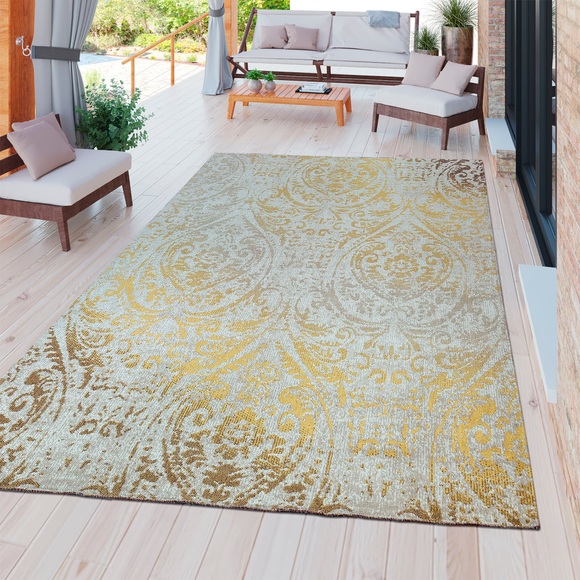 DELAVITA Teppich »Artigova 10«, rechteckig, 11 mm Höhe, Kurzflor, Ornamente, Vintage Design, Wohnzimmer, In- und Outdoor Teppich, ideal auf Terrasse oder Balkon
