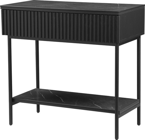 Guido Maria Kretschmer Home&Living Unterschrank »Dave Badkommode Badezimmerschrank Kommode Beistellschrank«, Badschrank Breite 89,5cm schwarz mit Echtholz und Keramikoberfläche