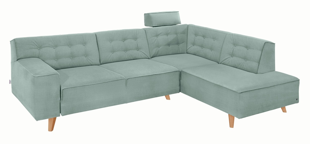 TOM TAILOR Ecksofa »NORDIC CHIC«, mit Ottomane, wahlweise mit Sitzvorzug, Füsse Buche natur
