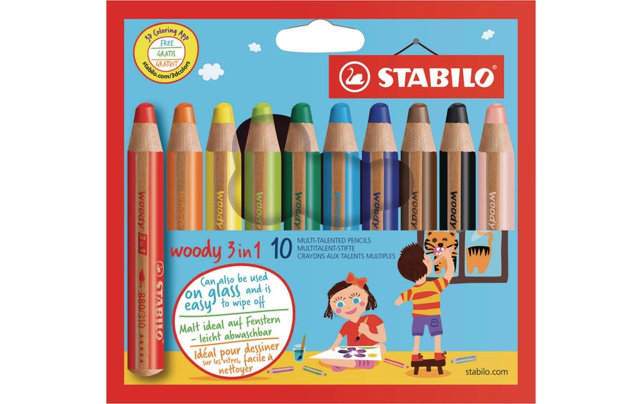 STABILO® Buntstifte STABILO® WOODY 3in1 10er Etui in bunt
