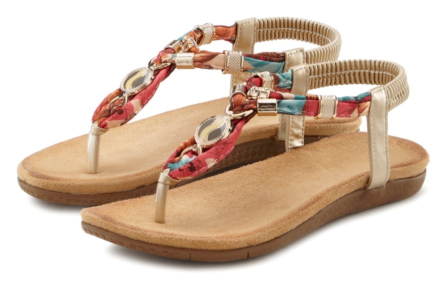 LASCANA Zehentrenner, Sandale mit elastischen Riemchen und modischer Farbgebung