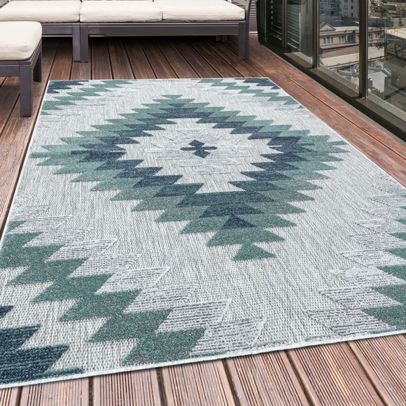 Ayyildiz Teppiche Teppich, rechteckig, 8 mm Höhe, Flachflor mit Hoch-Tief-Struktur, In-und Outdoor geeignet