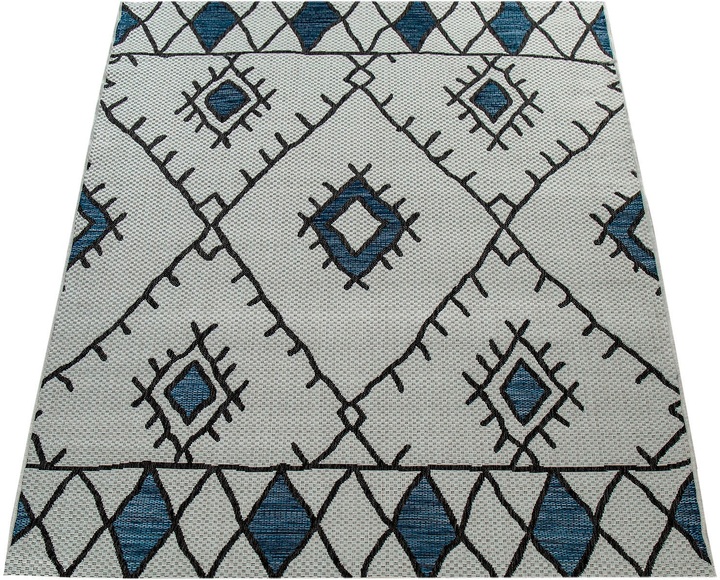 Paco Home Teppich »Kuba 124«, rechteckig, 5 mm Höhe, Flachgewebe, Rauten Design, In- und Outdoor geeignet, Wohnzimmer