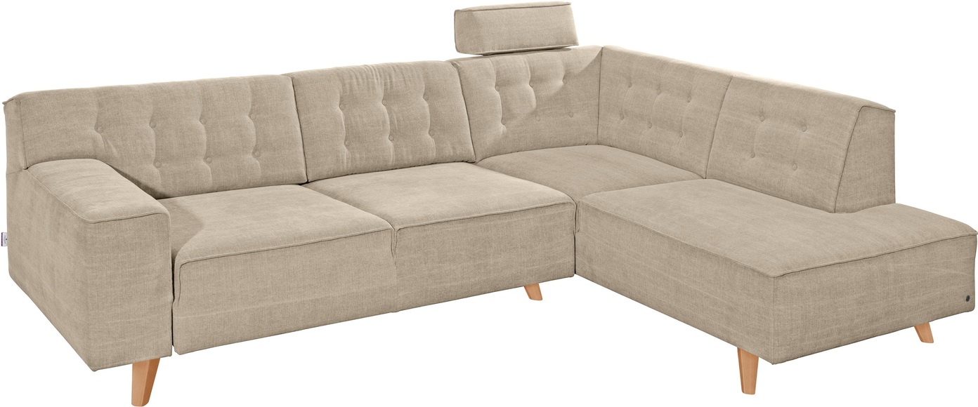 TOM TAILOR Ecksofa »NORDIC CHIC«, mit Ottomane, wahlweise mit Sitzvorzug, Füsse Buche natur
