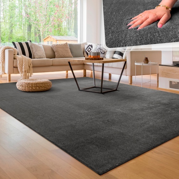 Paco Home Teppich »Cadiz 630«, rechteckig, 18 mm Höhe, besonders weich, Uni-Farben, waschbar, In- und Outdoor geeignet, ideal im Wohnzimmer & Schlafzimmer
