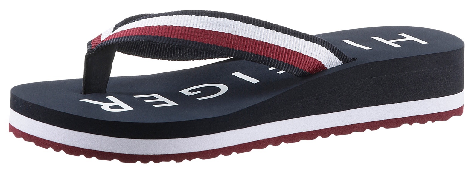 Tommy Hilfiger Zehentrenner »ESSENTIAL CORP MID FLIP FLOP«, mit gestreifter Bandage