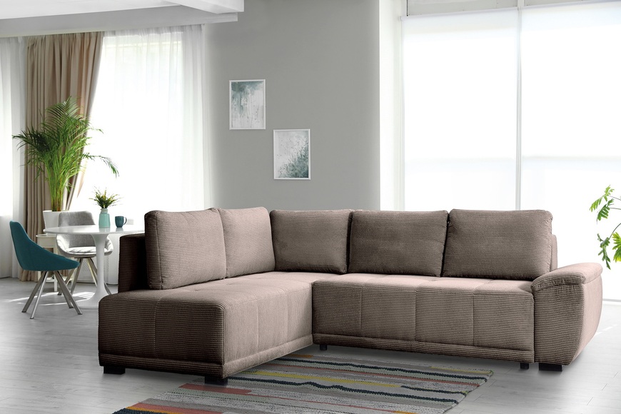 exxpo - sofa fashion Ecksofa, Ottomane beidseitig, Schlaffunktion & Bettkasten, inkl. 5 Rückenkissen