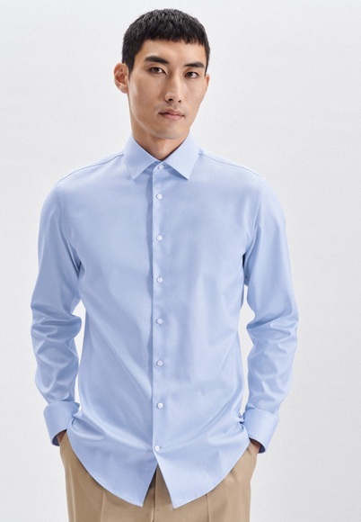 Business Hemd Shaped Fit Langarm Uni Herren Hellblau 39