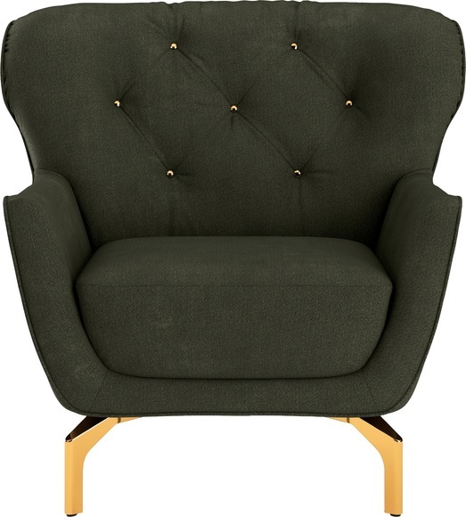 sit&more Sessel »Orient 3 V«, inkl. 1 Zierkissen mit Strass-Stein, goldfarbene Metallfüsse