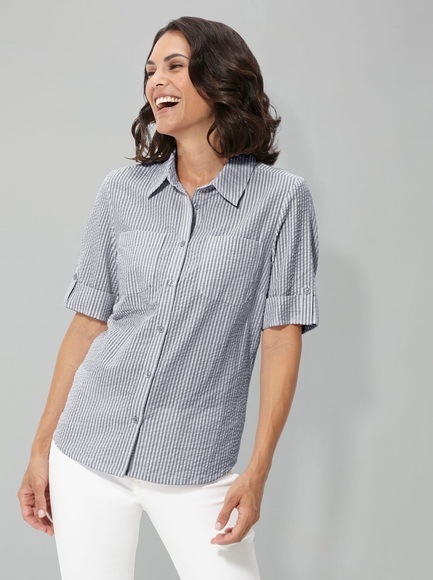 Casual Looks Bluse in Seersucker-Qualität