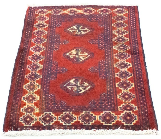 morgenland Wollteppich »Turkaman Teppich handgeknüpft rot«, rechteckig, 7 mm Höhe