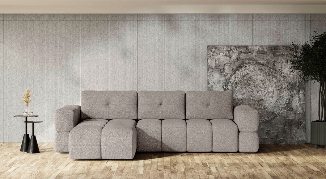 andas Ecksofa »EJSTRUP moderne, aufwändige Steppung, auch in Bouclé L-Form«, verwandelbar in Schlafsofa, incl. Bettfunktion, B/T/H: 362/186/92 cm