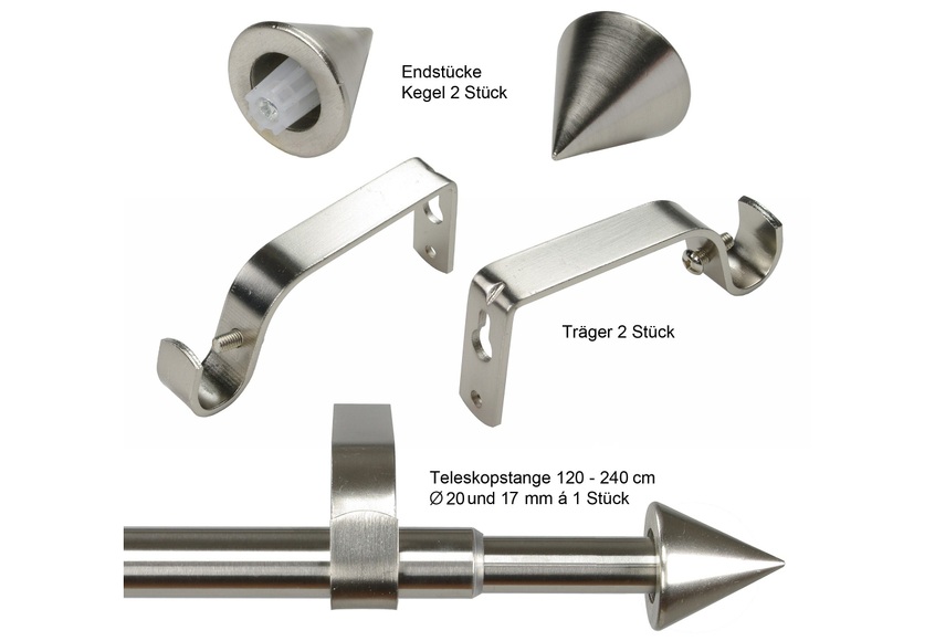 Teleskop-Fertiggarnitur, Liedeco, »Kegel«, im Fixmass Ø 20 mm