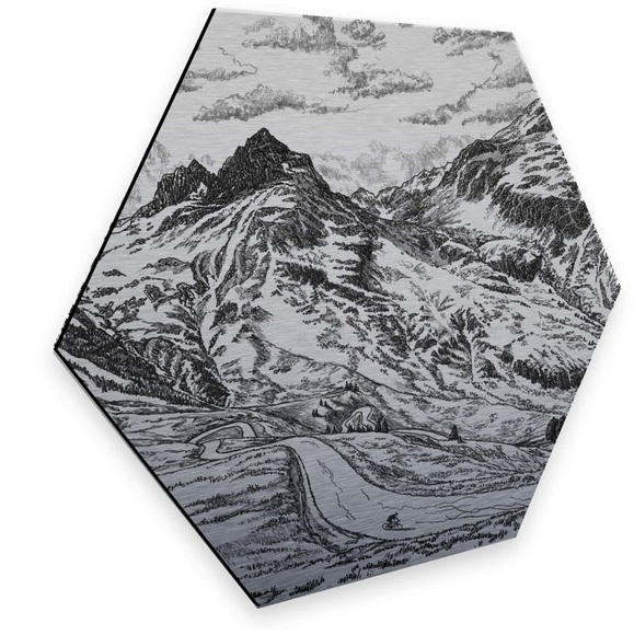Wall-Art Metallbild »Alpenpass Metallbild Natur Silberfarben«