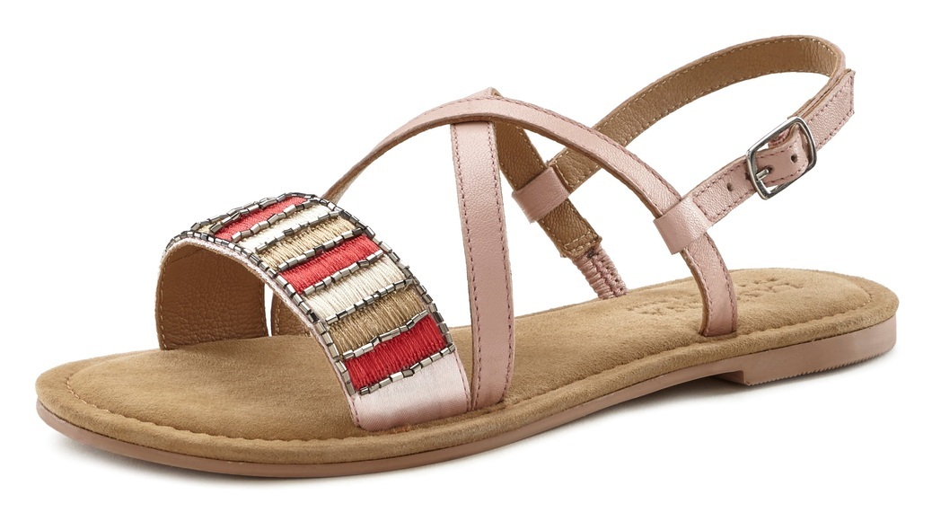 LASCANA Sandale, aus Leder mit dekorativem Band
