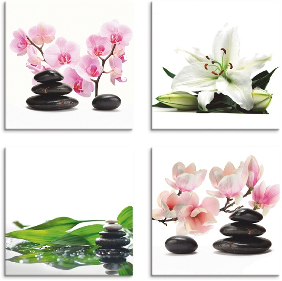 Artland Leinwandbild »Stein Orchidee Lilie Spa Bambus Magnolie«