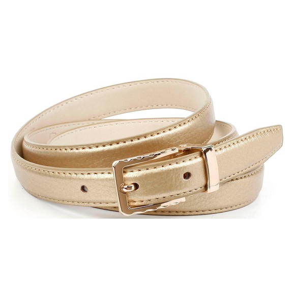 Anthoni Crown 2, 0 cm schmaler Ledergürtel in Goldfarben