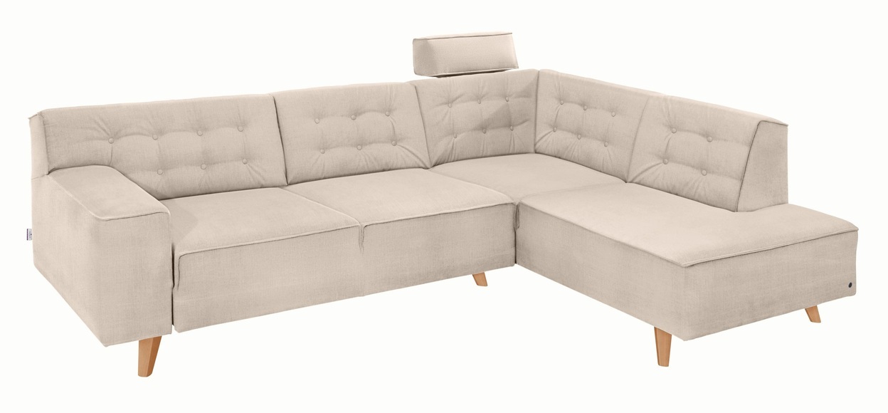 TOM TAILOR Ecksofa »NORDIC CHIC«, mit Ottomane, wahlweise mit Sitzvorzug, Füsse Buche natur