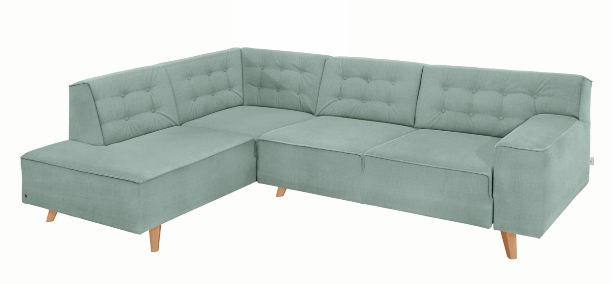 TOM TAILOR Ecksofa »NORDIC CHIC«, mit Ottomane, wahlweise mit Sitzvorzug, Füsse Buche natur