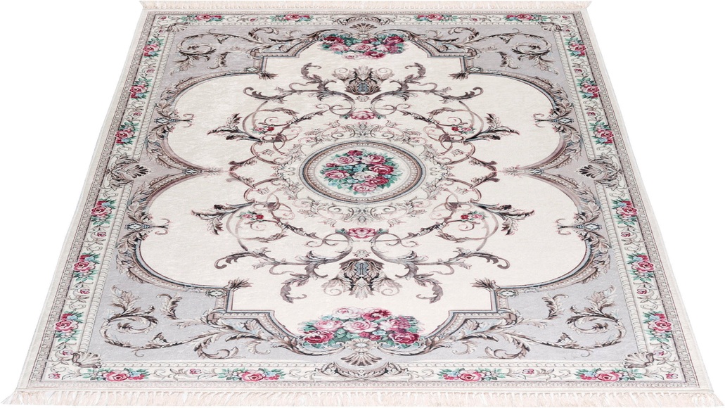Sehrazat Teppich »Vintage 7000«, rechteckig, Flachflor, Blumen Vintage, Anti Rutsch, waschbar, Wohnzimmer
