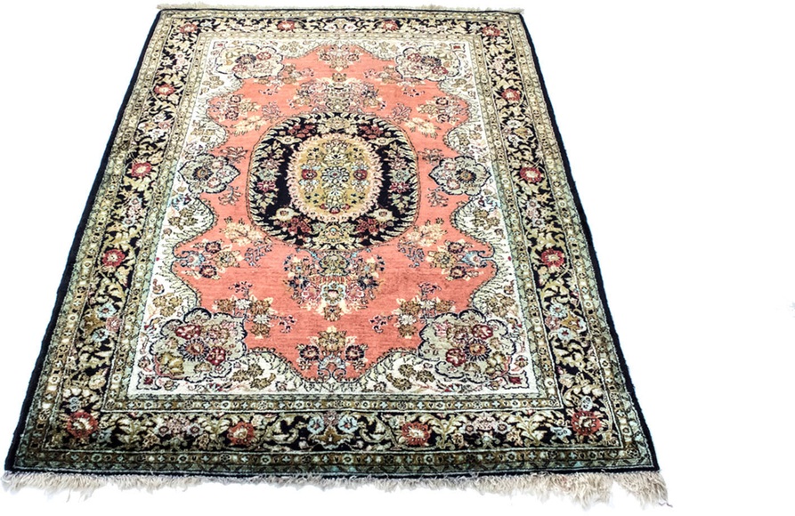 morgenland Teppich »Ghom Seide Teppich handgeknüpft grün«, rechteckig, 5 mm Höhe