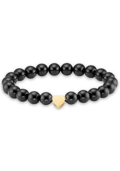 Firetti Armband »Herz mit Kugeln aus Edelstein«, Made in Germany - mit Onyx oder Tigerauge