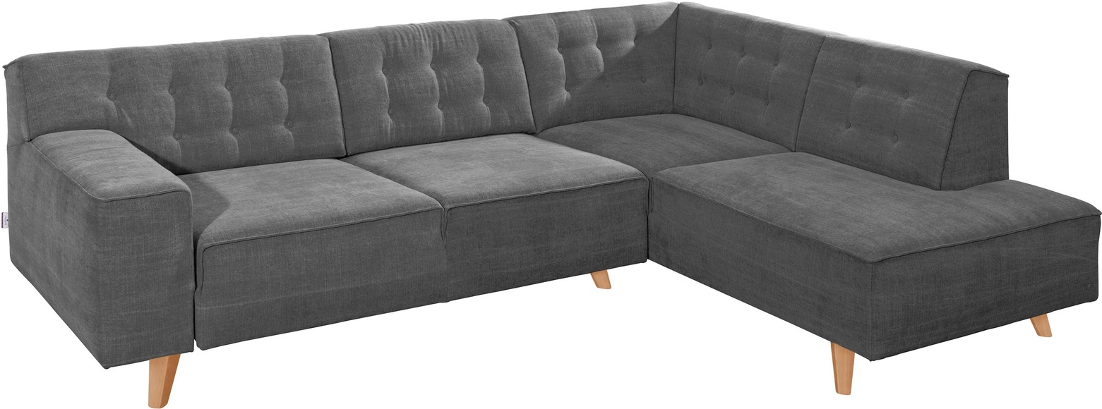 TOM TAILOR Ecksofa »NORDIC CHIC«, mit Ottomane, wahlweise mit Sitzvorzug, Füsse Buche natur