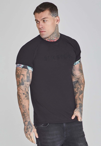 T-shirt Roll Sleeve T-shirt In Black Herren Schwarz L
