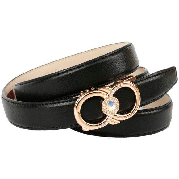 Anthoni Crown 2, 4 cm femininer Ledergürtel mit aufwendiger Schmuck-Schließe