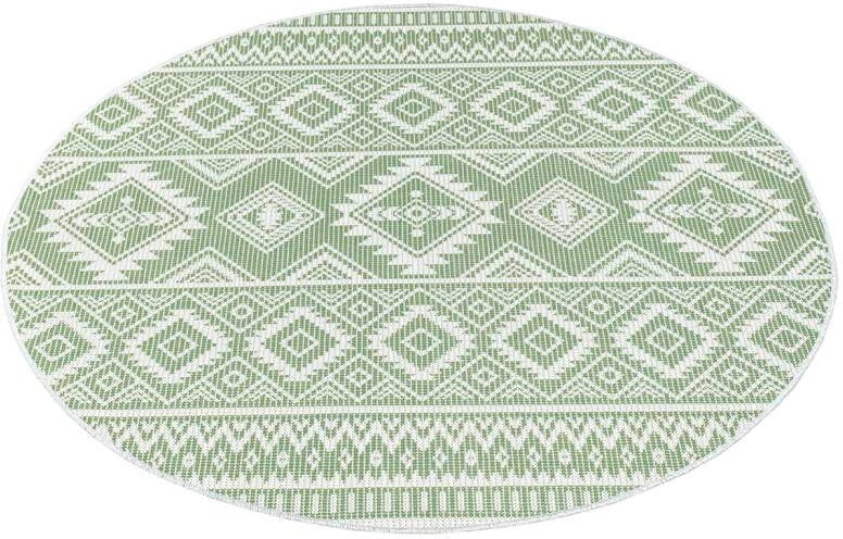 Carpet City Teppich »Palm«, rund, 5 mm Höhe, Wetterfest & UV-beständig, für Balkon, Terrasse, Flur, Küche, flach gewebt