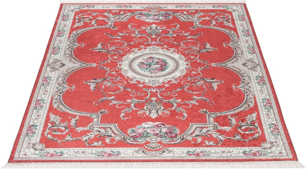 Sehrazat Teppich »Vintage 7000«, rechteckig, Flachflor, Blumen Vintage, Anti Rutsch, waschbar, Wohnzimmer