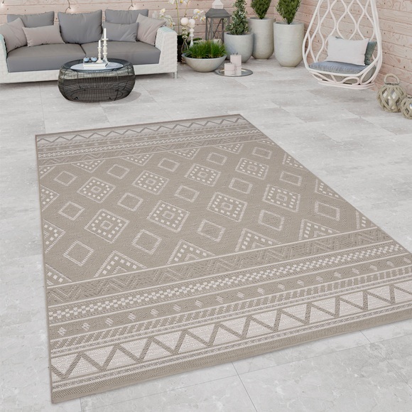 Paco Home Teppich »Vermont 184«, rechteckig, Flachgewebe, modernes Design mit Rauten, gesteift, Outdoor geeignet