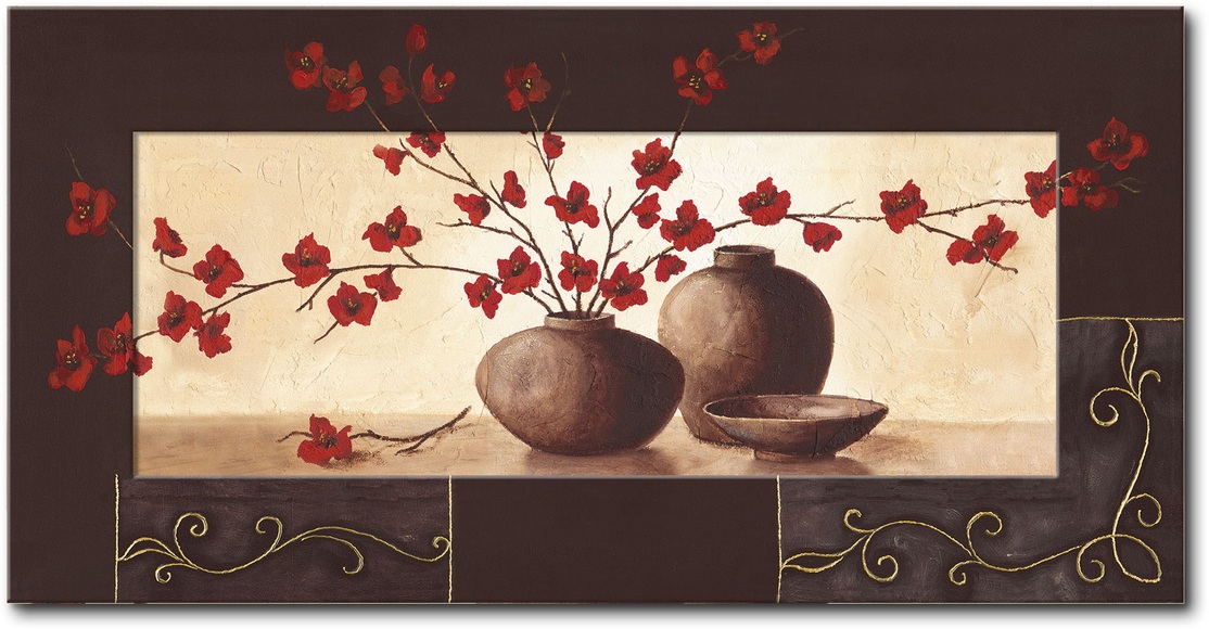 Artland Wandbild »Stillleben mit roten Blüten II«, Vasen & Töpfe, (1 St.)